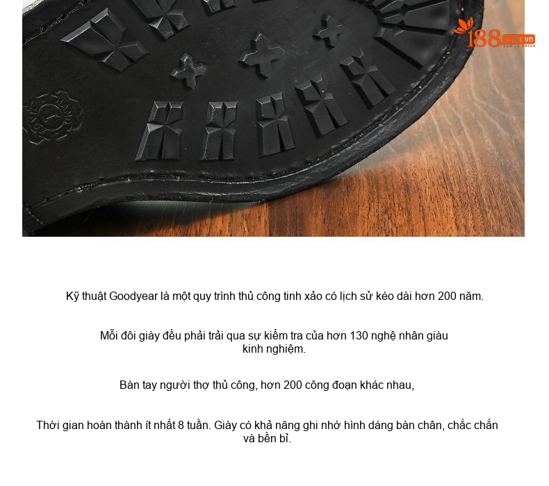 Giày Boot Nam Da Thật Cổ Ngắn Oxford Chiều Cao Đế Khoảng 3cm Màu Đen chi tiết 4