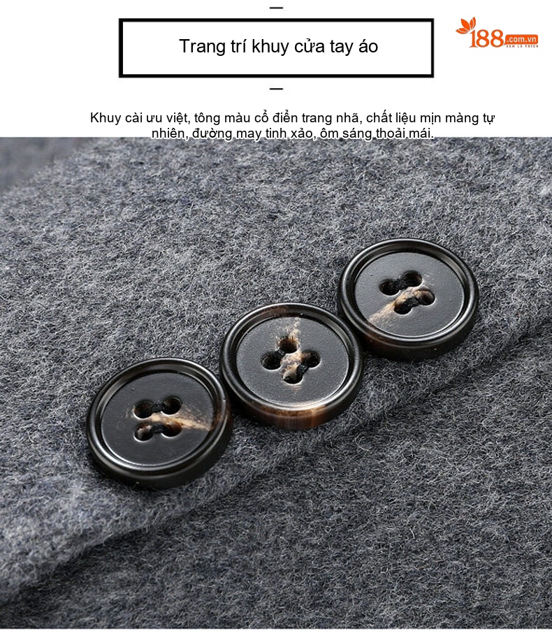 Áo Vest Nam 50% Len Kẻ Houndstooth Thu Đông Dáng Ôm Ngắn Màu Nâu, Xám, Đen chi tiết 5