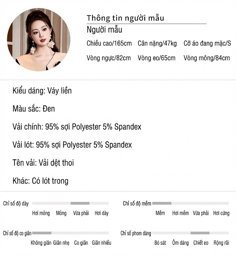Váy liền thân Nữ Thu Đông Dáng Ôm Cổ Lớn Pháp Phối Màu chi tiết 2