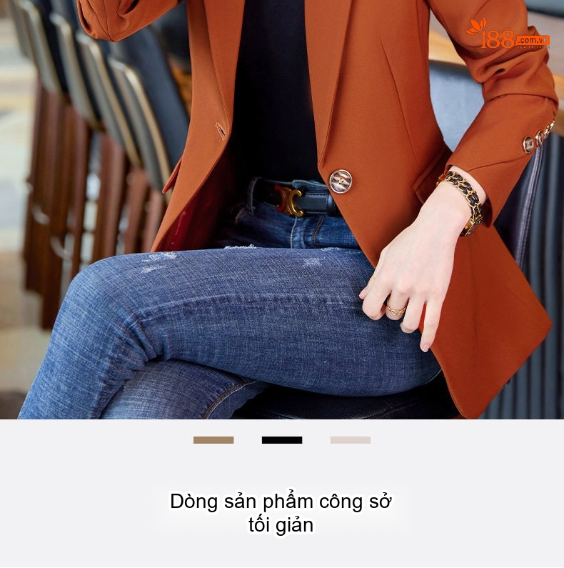Áo Khoác Vest Nữ Dáng Rộng Phong Cách Thời Trang Thanh Lịch Màu Đen, Nâu chi tiết 3
