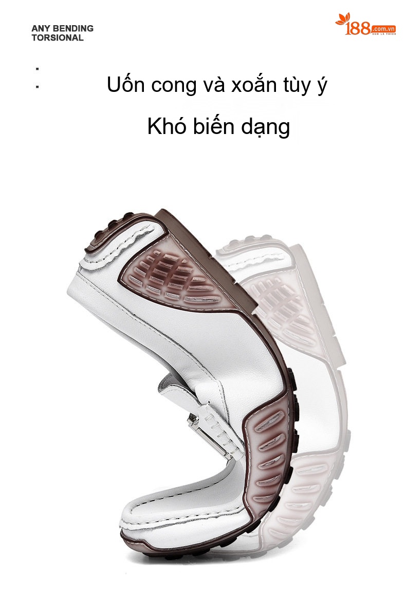Giày Lười Nam Da Thật Thoáng Khí Chiều Cao Đế Khoảng 2cm Màu Đen, Nâu, Xanh Dương, Trắng... chi tiết 12