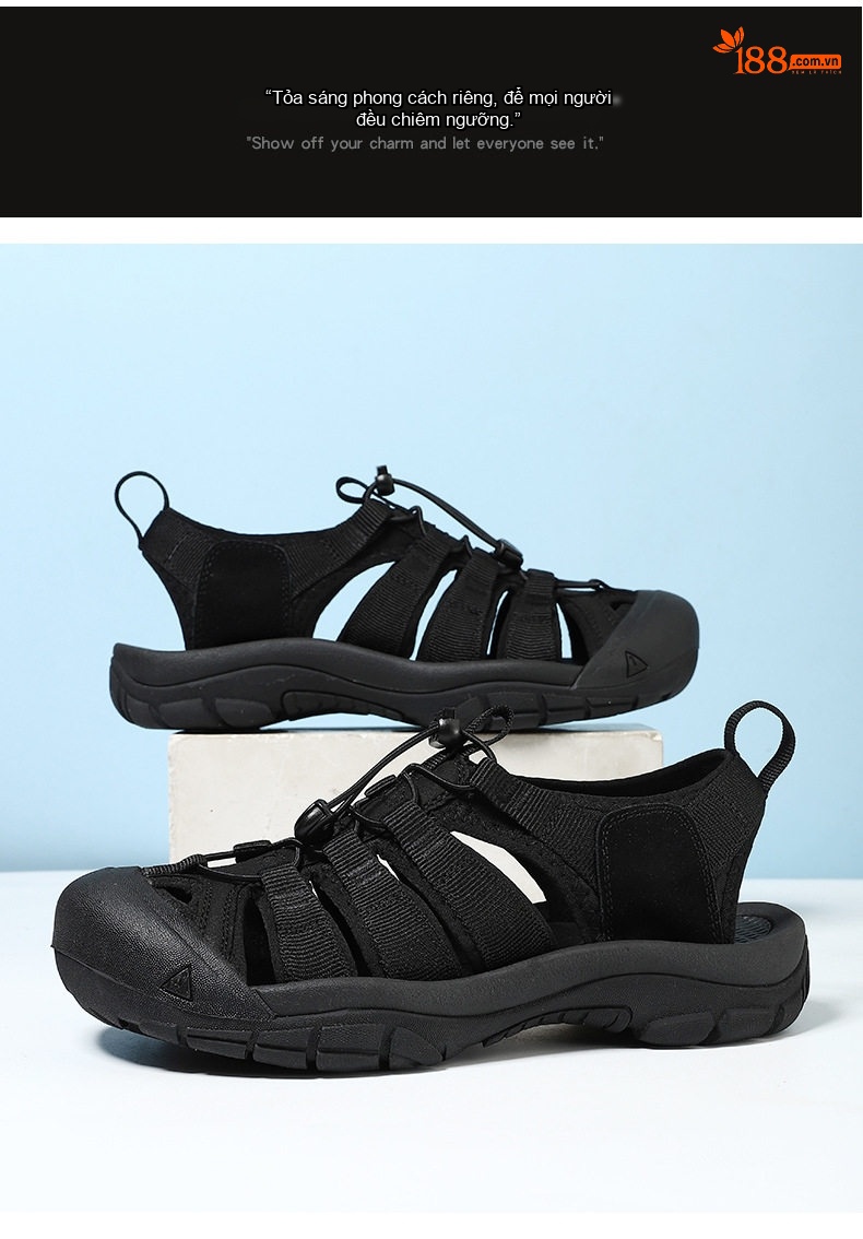 Dép Sandal Nam Bít Mũi Đi Biển Đế Dày Thoáng Khí Đế Cao 3cm chi tiết 35