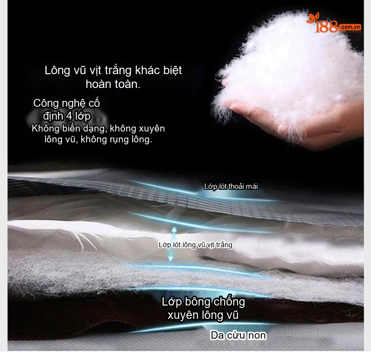 Áo Khoác Phao Dáng Dài Nữ Da Cừu Cổ Lông Cáo Có Mũ Màu Đen chi tiết 5