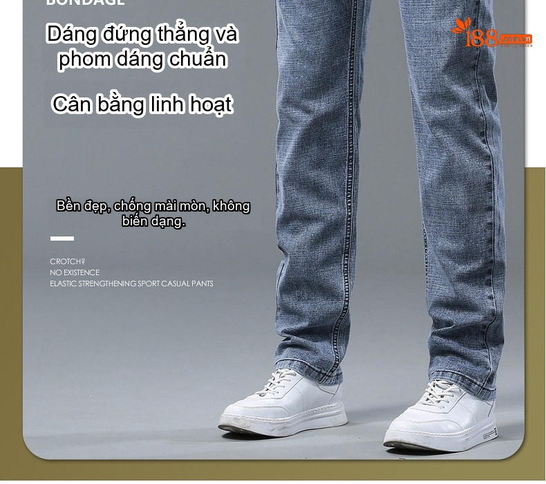 Quần Jean Nam Ống Đứng Dáng Rộng Co Giãn Nhẹ Phong Cách Casual Màu Xanh, Xám chi tiết 4