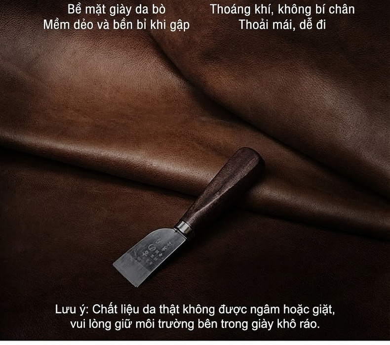 Giày Lười Nam Da Bò Chiều Cao Đế Khoảng 3cm Màu Nâu, Đen chi tiết 7