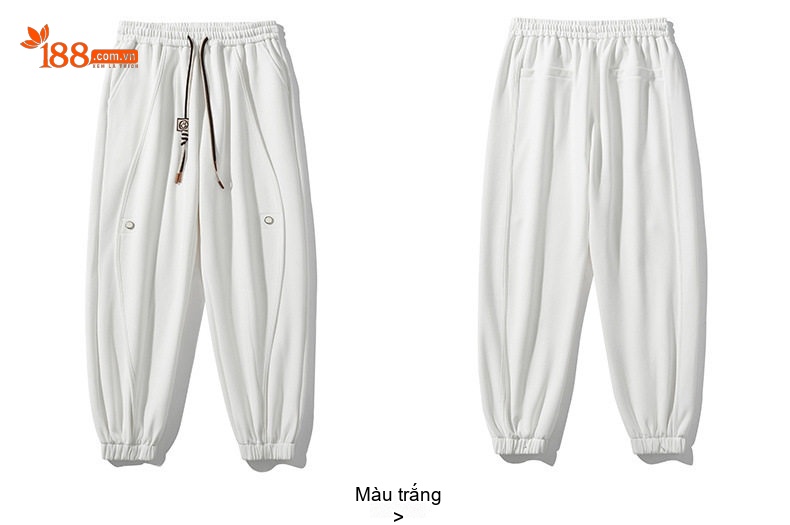Quần Jogger Nam Dáng Dài Bo Ống Rộng Thoải Mái Màu Xám, Trắng Sọc, Đen, Xanh Navy chi tiết 14