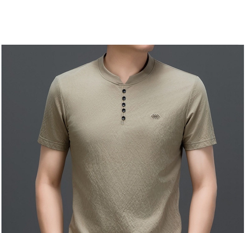 Áo Thun Polo Nam Tay Ngắn Cổ Tròn Màu Xanh, Trắng, Xám, Nâu chi tiết 10