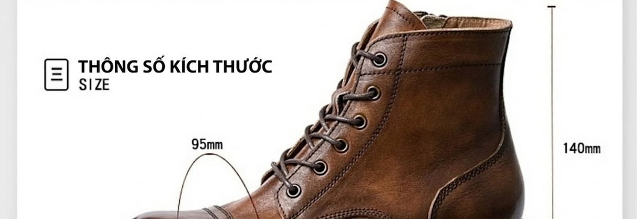 Giày Boot Martin Nam Cao Cổ Da Thật Đế Dày Chiều Cao Đế Khoảng 3cm Phong Cách Anh Quốc Màu Nâu, Đen chi tiết 5