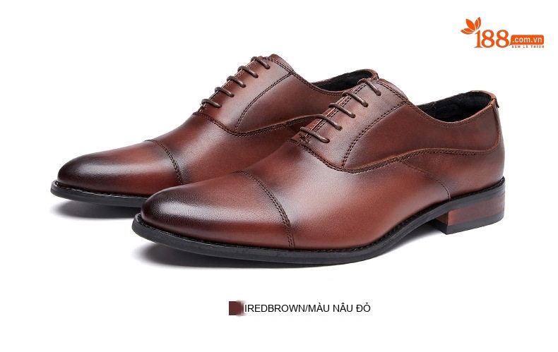 Giày Tây Buộc Dây Nam Da Bò Kiểu Oxford Chiều Cao Đế Khoảng 3cm Màu Đen, Nâu chi tiết 23