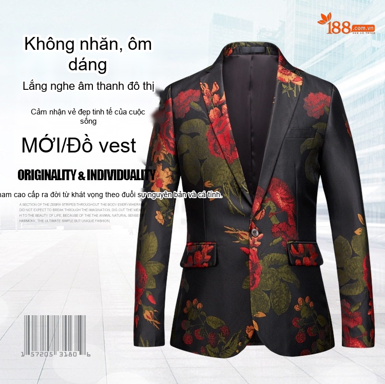 Áo Vest Nam Họa Tiết Hoa Lá In 3D Phong Cách Hàn Quốc chi tiết 1