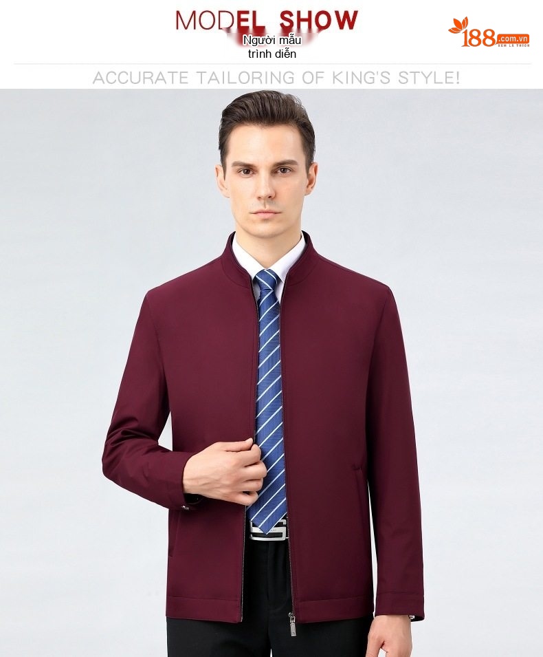 Áo Khoác Bomber Nam Lụa Tằm Tơ Dáng Ôm Chống Nhăn Màu Đen, Xám, Xanh Navy, Đỏ... chi tiết 10