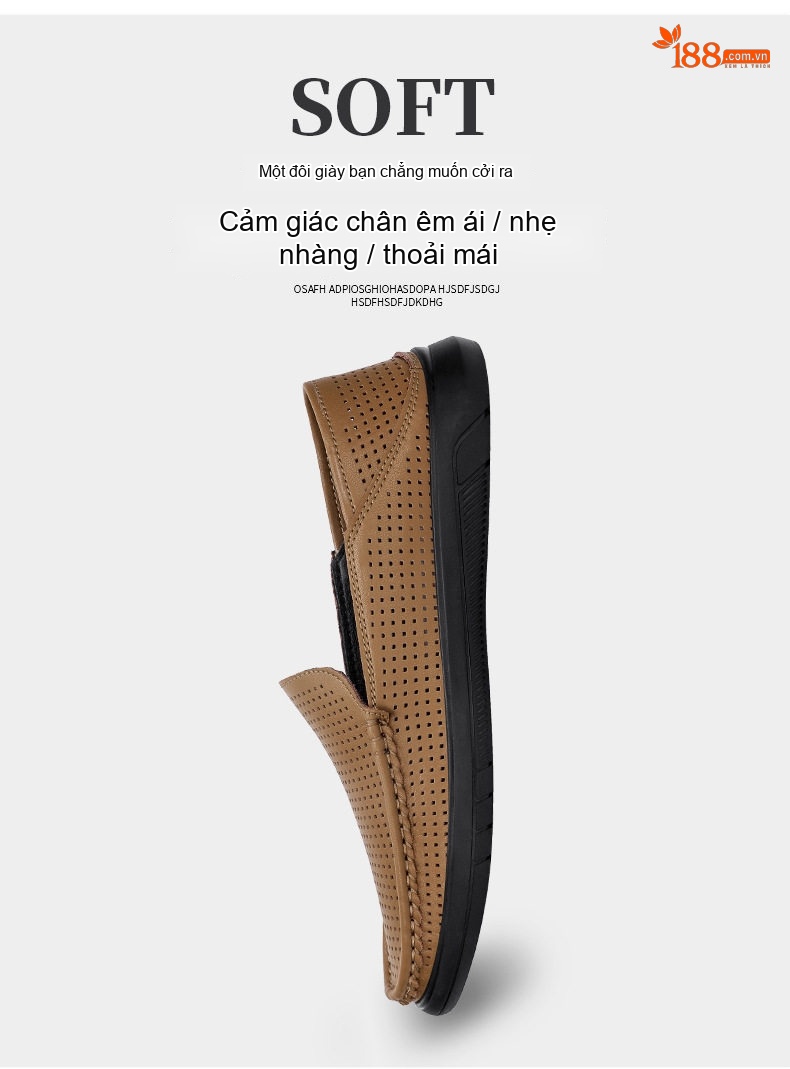 Giày Lười Nam Da Thật Thoáng Khí Chiều Cao Đế Khoảng 3cm Màu Đen, Nâu chi tiết 7