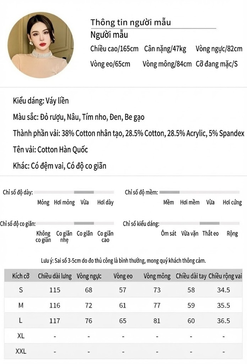 Đầm Dài Nữ Ôm Body Dệt Kim Co Giãn Lót Lông Giữ Nhiệt Màu Đen, Nâu, Tím, Be... chi tiết 2