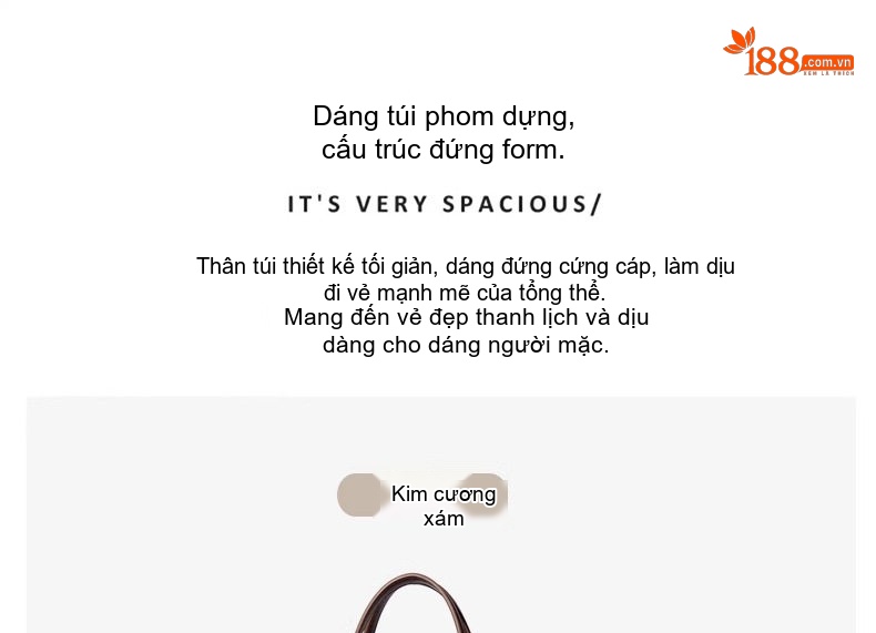 Túi Tote Nữ Fansman Họa Tiết Chữ Lớn Sức Chứa Lớn Màu Nâu chi tiết 7