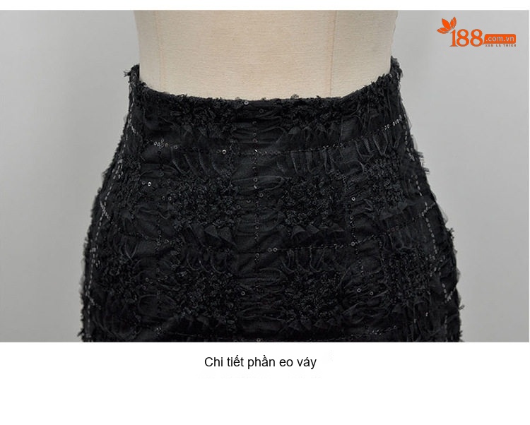 Set Áo Ren Lưới Croptop Tay Ngắn Quần Chân Váy Ngắn Ôm Eo Màu Đen chi tiết 27