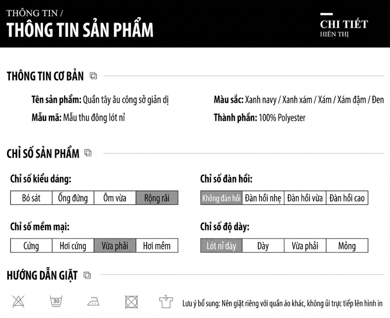 Quần Tây Nam Ống Đứng Dáng Suông Lịch Lãm Dày Dặn Màu Đen, Xám chi tiết 11