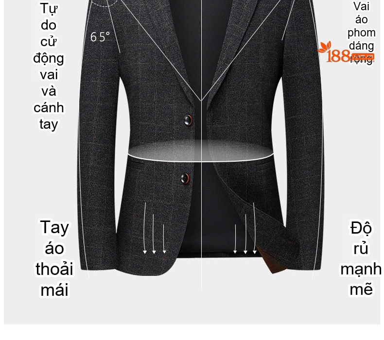 Áo Vest/Blazer Nam Kẻ Caro Co Giãn Vải Nylon Phong Cách Hàn Quốc Màu Xám, Xanh Đen chi tiết 4