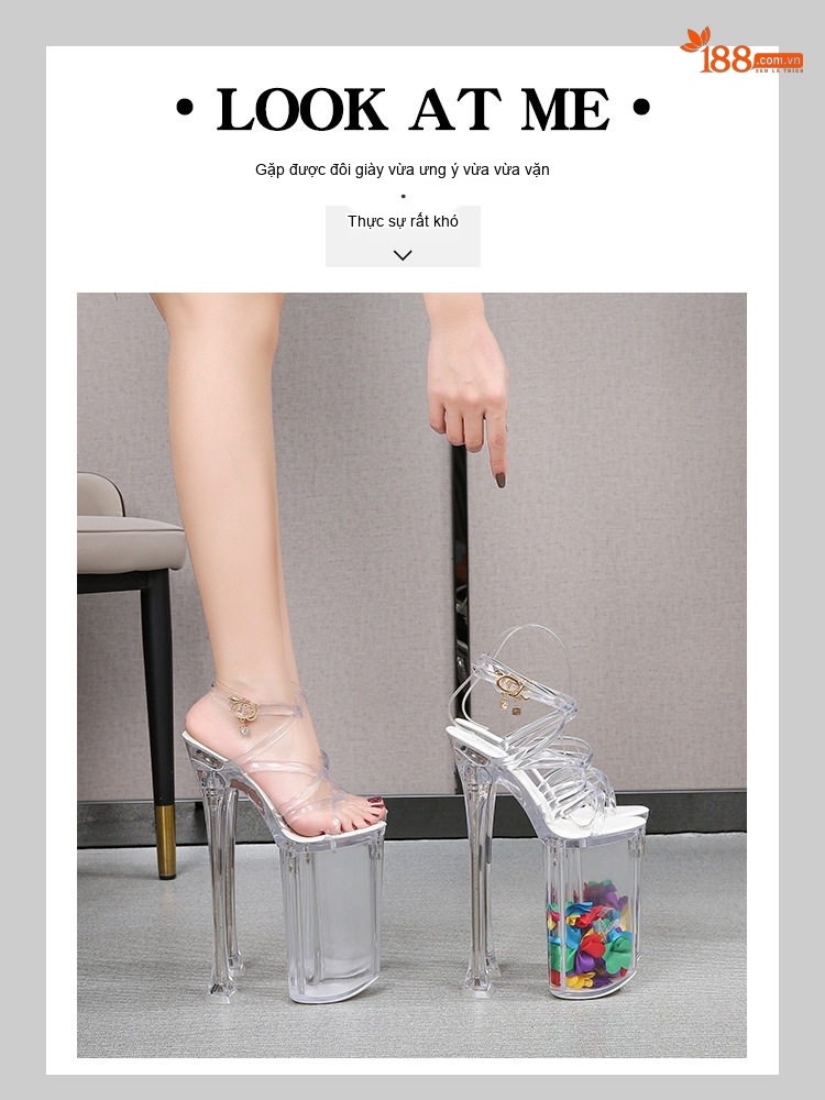 Giày Sandal Cao Gót Nữ Quai Trong Suốt Gót Cao 26cm chi tiết 1