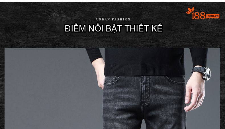 Quần Jean Nam Ống Đứng Lyocell Dáng Ôm Vừa Vặn Màu Xanh Dương chi tiết 5