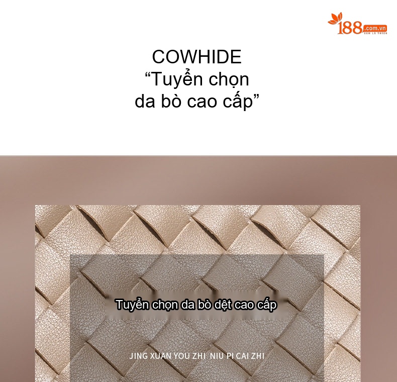 Túi Đeo Vai Nữ Da Mềm Đan Lưới Thủ Công Công Sở Dung Tích Lớn Màu Kem chi tiết 12