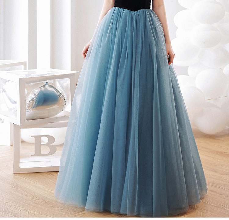Váy Dạ Hội Nữ Hở Vai Dáng Xòe Chất Liệu Pông Pông Màu Xanh, Đen chi tiết 16
