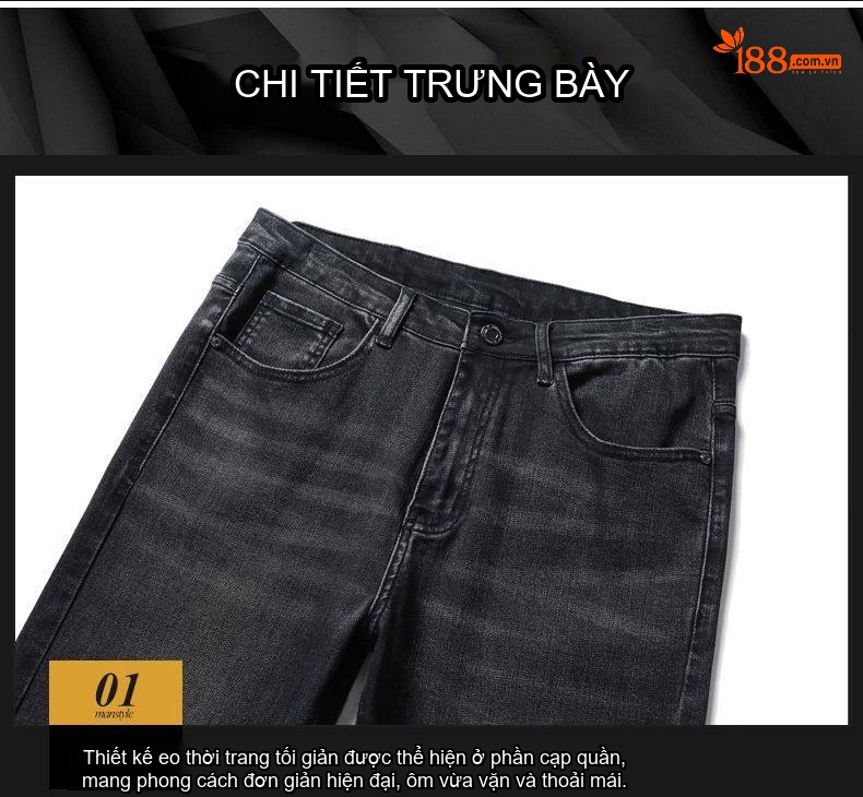 Quần Jean Nam Ống Đứng Lyocell Dáng Ôm Vừa Vặn Màu Xanh Dương chi tiết 33