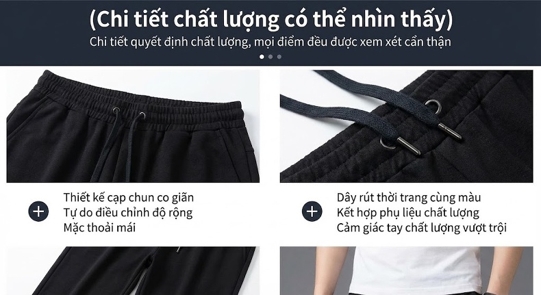Quần Dài Nam Ống Suông Giữ Ấm Lót Lông Cừu Co Giãn Thoải Mái Màu Đen, Xanh Navy chi tiết 9
