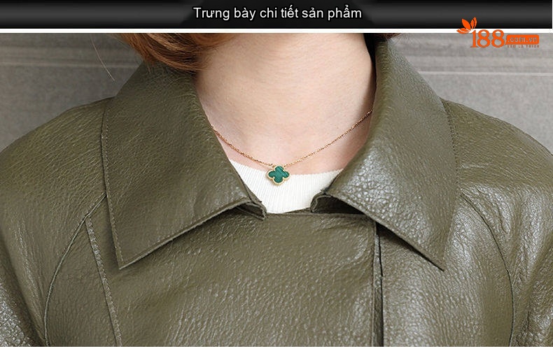 Áo Khoác Da Cừu Nữ Dáng Ngắn Phong Cách Hàn Quốc Cổ Bẻ Màu Đen, Xanh Olive chi tiết 10