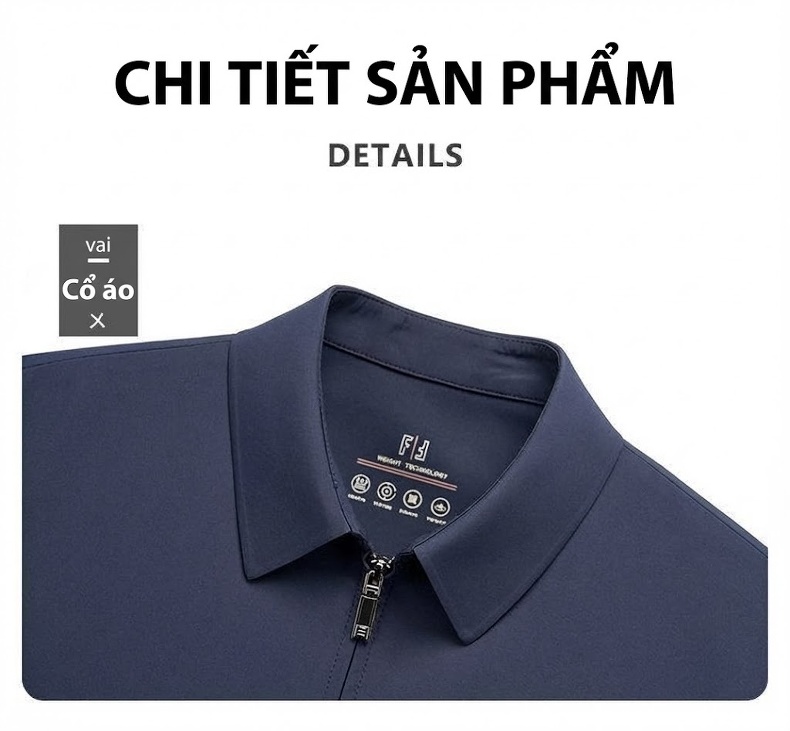 Áo Khoác Nam Cổ Bẻ Khóa Kéo Phong Cách Doanh Nhân Màu Xanh Navy chi tiết 14