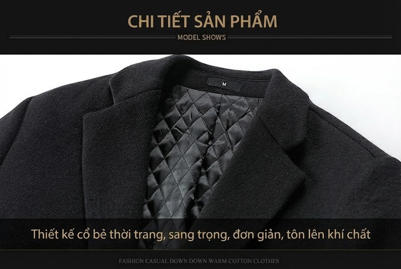 Áo Khoác Dạ Nam Dáng Dài Vừa Vặn Phong Cách Doanh Nhân Màu Đen, Xám, Xanh Navy... chi tiết 13