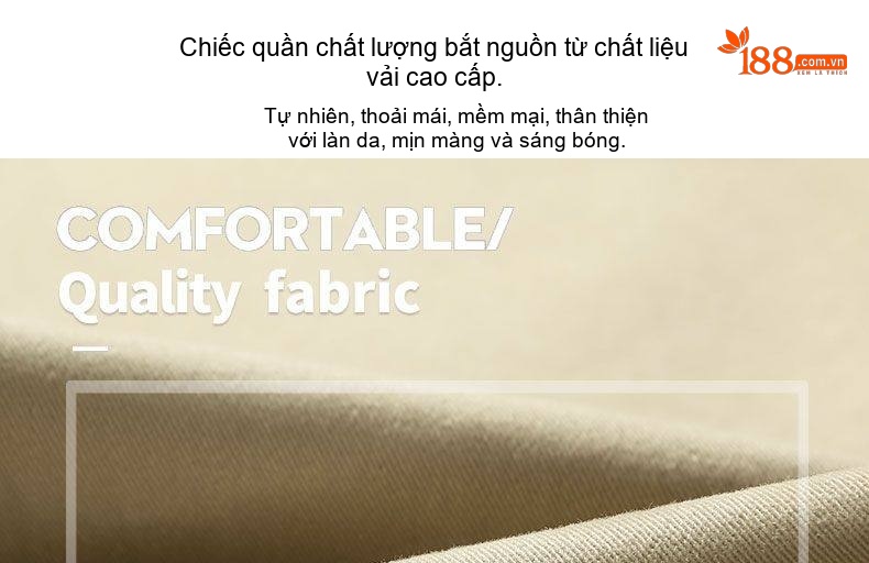 Quần Dài Nam Cotton Ống Suông Rộng Thoải Mái Màu Be, Đen, Xanh Navy, Xám chi tiết 4