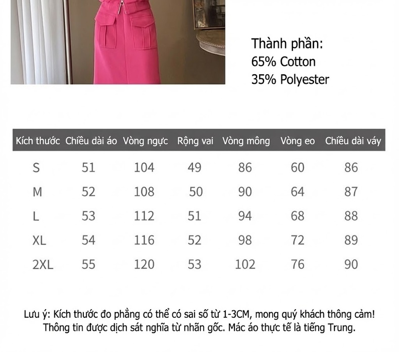 Set Bộ Nữ Áo Khoác Bomber Dáng Lửng Chân Váy Midi Xẻ Tà Phong Cách Casual Màu Đen, Hồng chi tiết 2