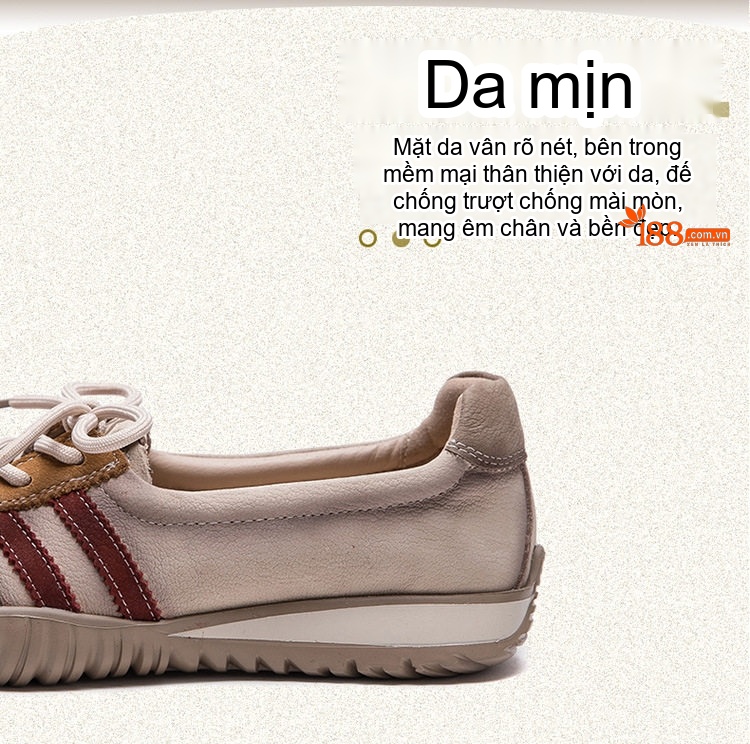 Giày Búp Bê Nữ Dây Buộc Vải Dệt Chiều Cao Đế Khoảng 2cm Màu Kem, Đỏ, Nâu, Xanh... chi tiết 4