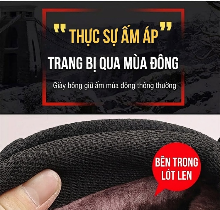 Giày Boot Nam Cao Cổ Da Thật Lót Lông Giữ Ấm Chiều Cao Đế Khoảng 4cm Màu Đen chi tiết 4