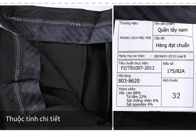 Quần Tây Nam Ống Đứng Vải Wool Dày Dặn Chống Nhăn Co Giãn Không Ly Màu Đen chi tiết 21
