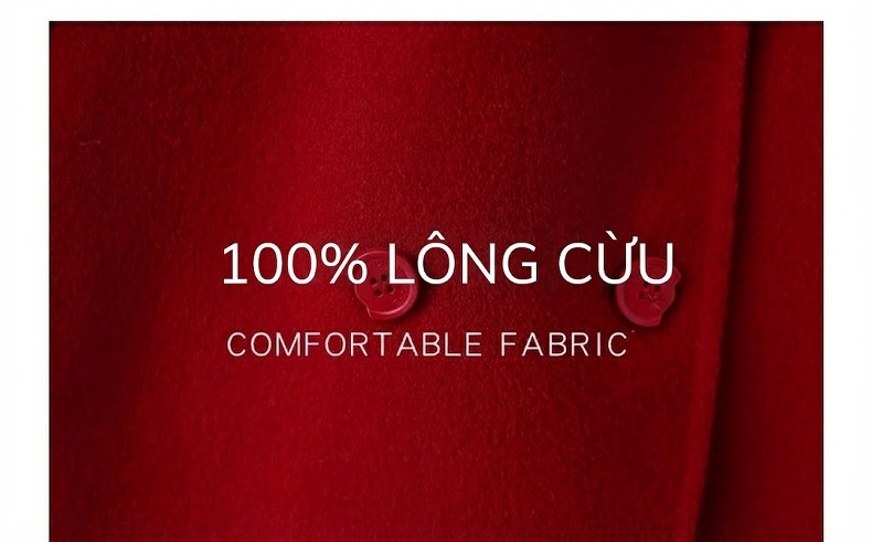 Áo Khoác Dạ Nữ Hai Mặt Dáng Ngắn Cổ chữ Vest Thời Trang Màu Đỏ, Nâu, Đen, Hồng chi tiết 7
