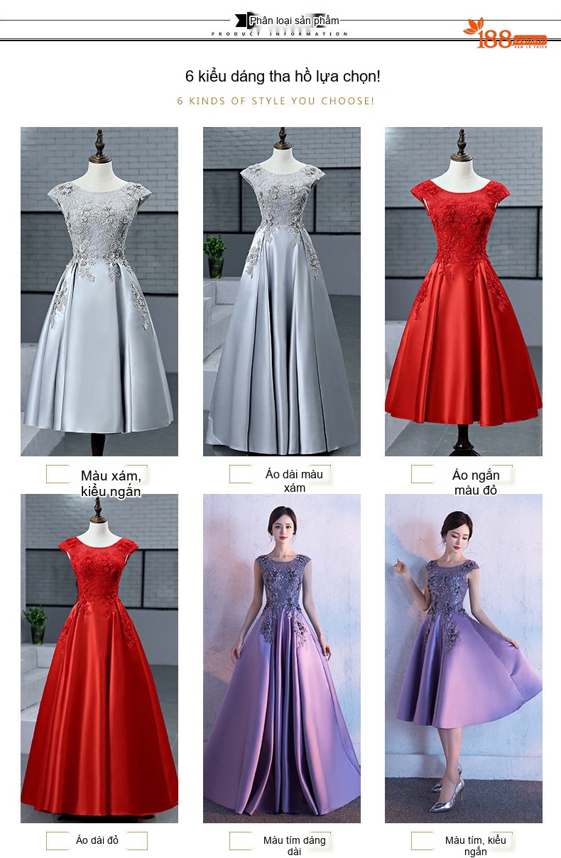 Váy Dạ Hội Dáng Dài Xòe Dự Tiệc Trang Trọng Thêu Hoa Màu Tím chi tiết 6