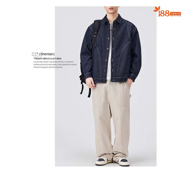 Áo Khoác Nam Tay Dài Vải Canvas Thiết Kế Retro Phối Màu Phong Cách Mỹ Màu Xanh Olive, Xanh Navy chi tiết 9