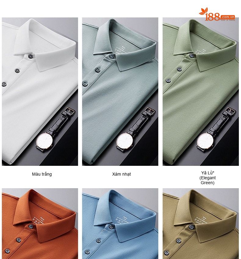 Áo Polo Nam Cotton Pique Cổ Bẻ Ngắn Tay Thoáng Mát Màu Trắng, Đen, Xám, Xanh... chi tiết 8