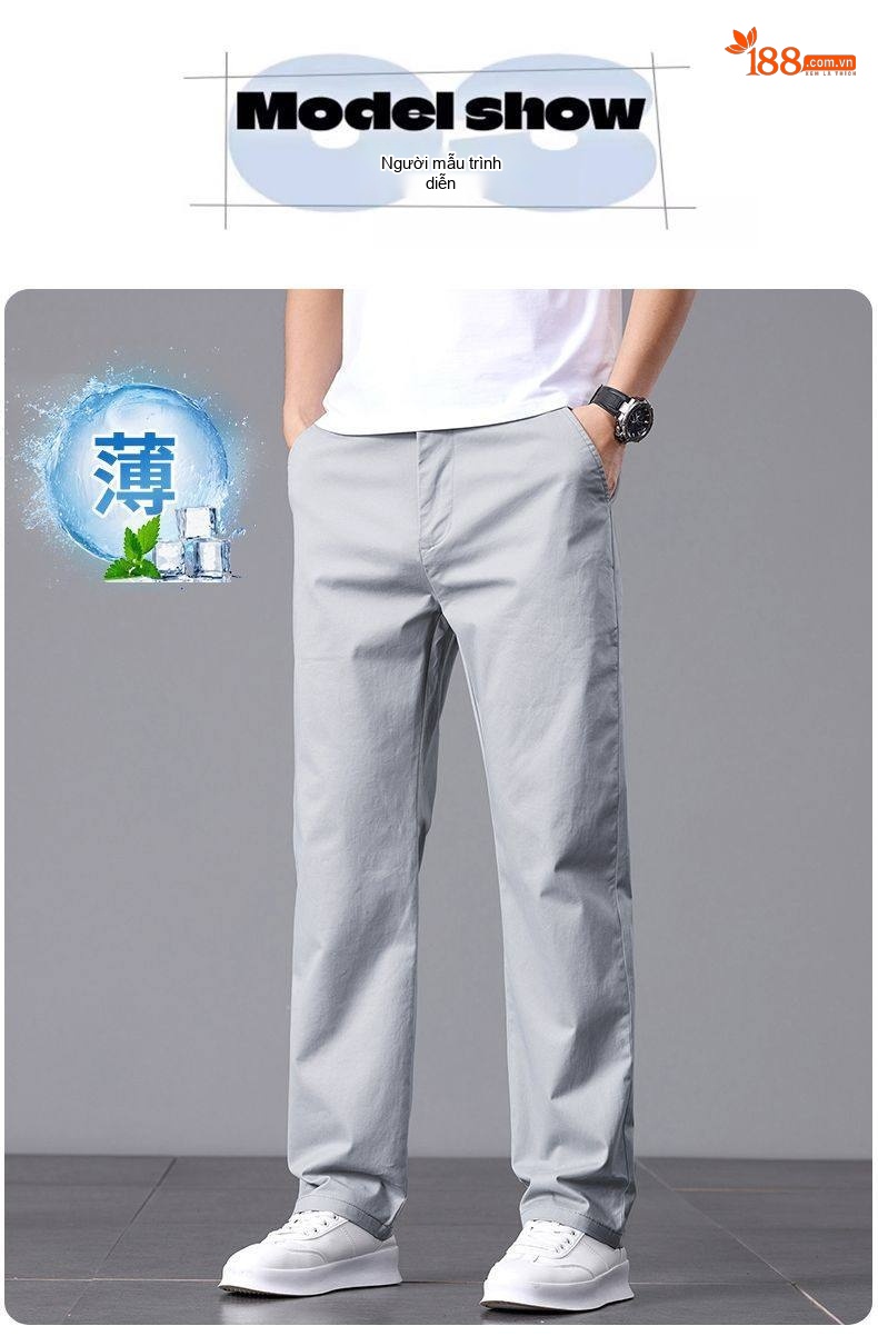 Quần Dài Cotton Nam Ống Suông Rộng Thoải Mái Màu Đen, Xám, Kem, Xanh Navy... chi tiết 13