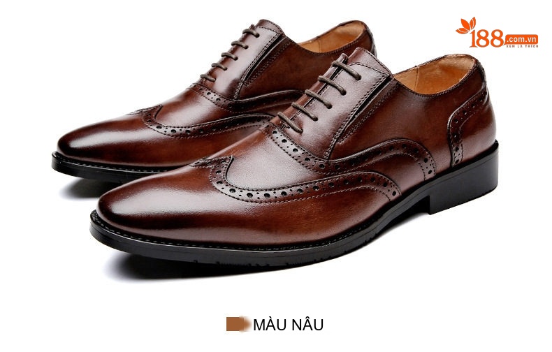 Giày Tây Buộc Dây Nam Da Bò Brogue Chiều Cao Đế Khoảng 3cm Màu Đen, Nâu chi tiết 26