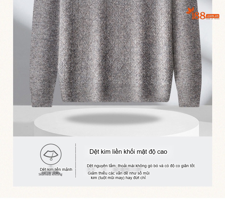 Áo Len Nam 100% Lông Cừu V Cổ Dày Dặn Màu Xám, Nâu, Xanh Đen, Vàng Nâu... chi tiết 8