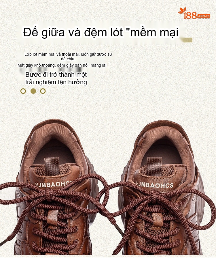 Giày Sneaker Nữ Đế Dày Phong Cách Âu Mỹ Chiều Cao Đế Khoảng 5cm Màu Trắng, Đen, Nâu chi tiết 5