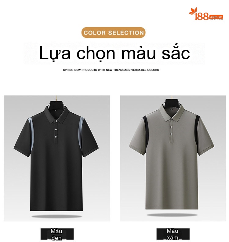 Áo Polo Nam Tay Ngắn Form Rộng Thoáng Khí Màu Đen, Xám chi tiết 8