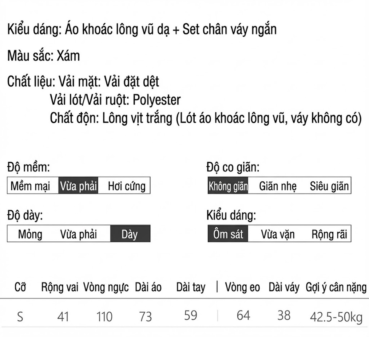 Bộ Áo Blazer Quần Short Nữ Vải Lông Cừu Phong Cách Tiểu Thư Hàn Quốc Lót Lông Vũ Dày Dặn Màu Xám chi tiết 15