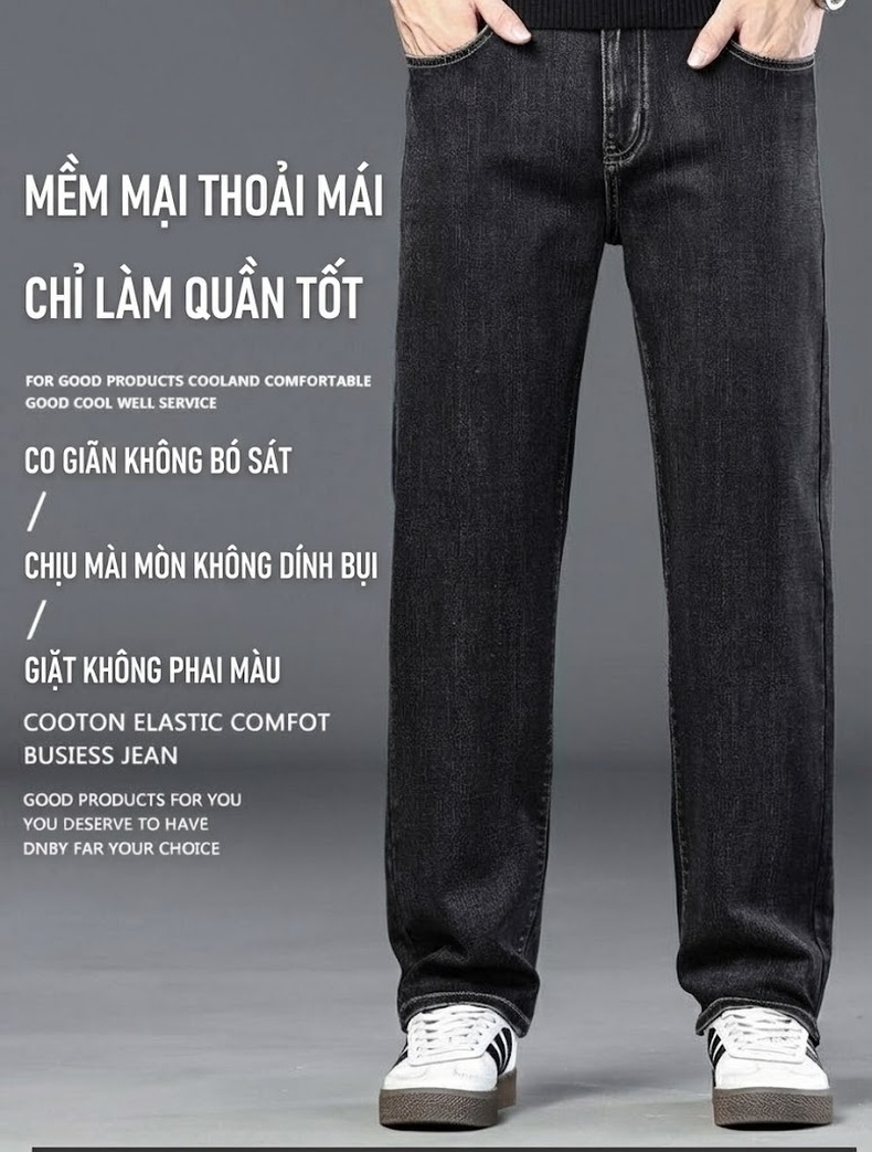 Quần Dài Nam Ống Đứng Lưng Cao Co Giãn Thoải Mái Kiểu Trung Niên Màu Xám Đen, Xanh Dương chi tiết 1