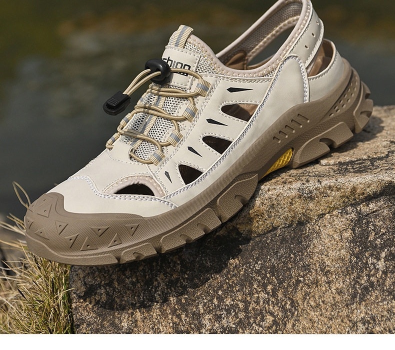 Dép Sandal Nam Mũi Bít Lưới Thoáng Khí Size Lớn Đế Cao 3cm chi tiết 11