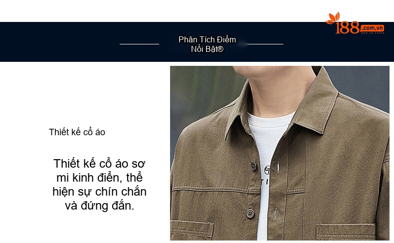 Áo Sơ Mi Tay Dài Nam Cotton Dáng Rộng Phong Cách Công Sở Màu Nâu, Xanh Rêu, Be, Đen chi tiết 3