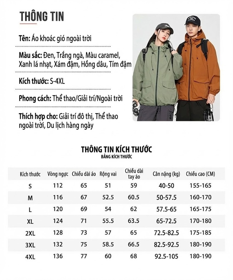 Áo khoác gió chống thấm nước có mũ trùm đầu phong cách outdoor chi tiết 11