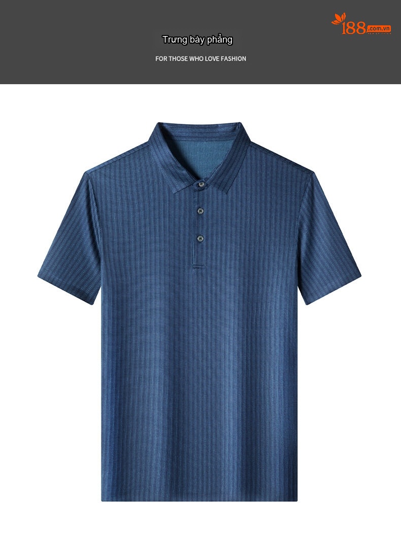 Áo Polo Nam Tay Ngắn Lụa Tằm Cao Cấp Cổ Bẻ Phong Cách Doanh Nhân Màu Xanh Navy, Tím Than chi tiết 7